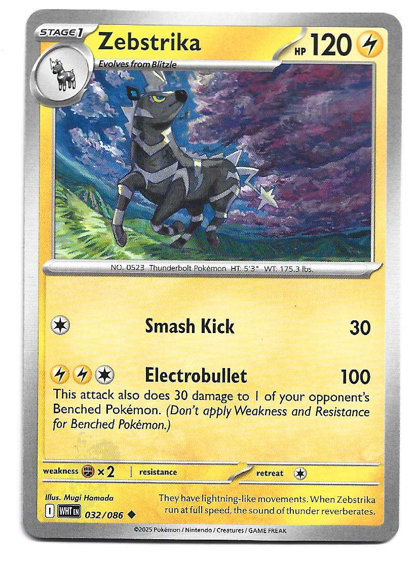 ZEBSTRIKA - UNCOMMON  32/86 POKEMON TCG WHITE FLARE TRADING CARD