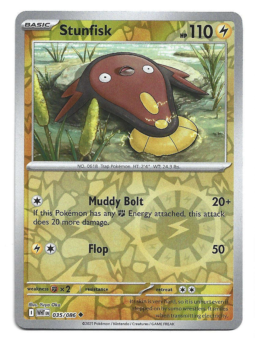 STUNFISK  - REVERSE HOLO   35/86 POKEMON TCG WHITE FLARE TRADING CARD