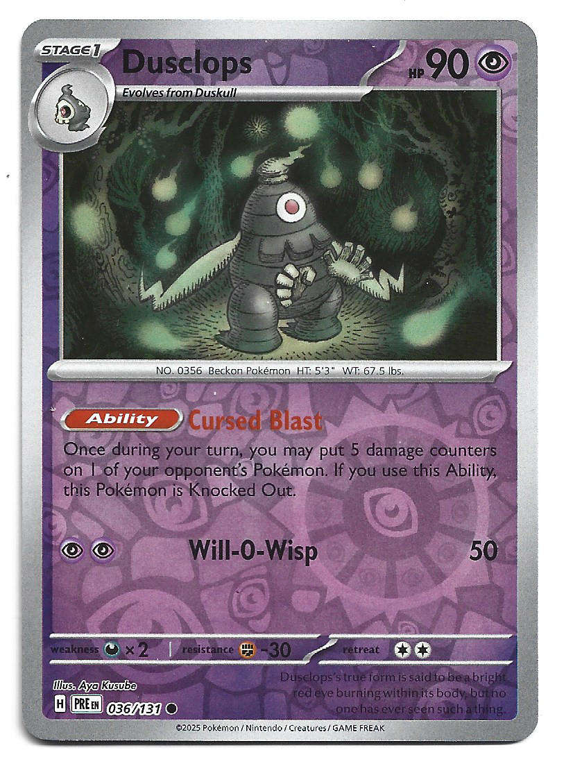 DUSCLOPS  - REVERSE HOLO 36/131  POKEMON PRISMATIC EVOLUTIONS TRADING CARD