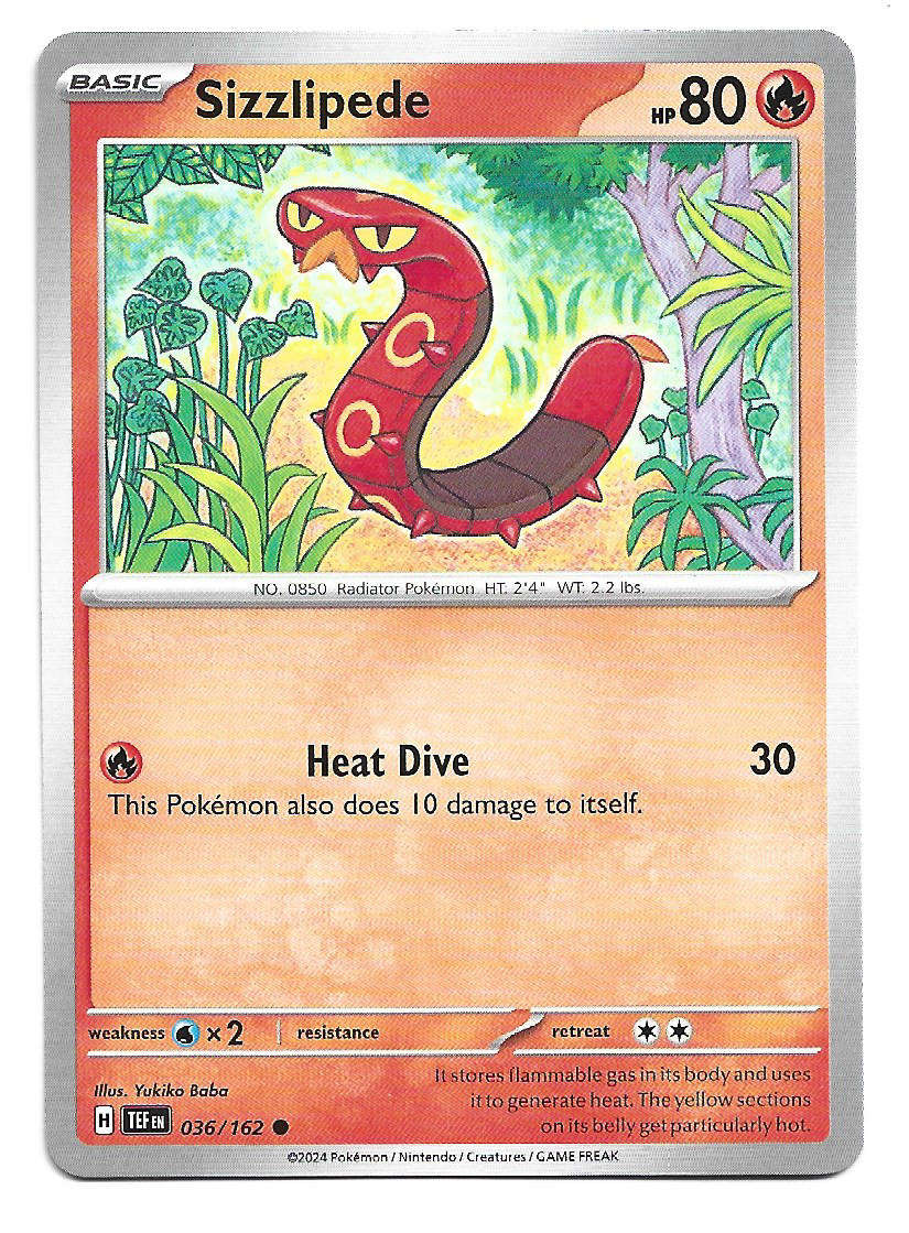 SIZZLIPEDE - COMMON  36/162 POKEMON TCG TEMPORAL FORCES TRADING CARD