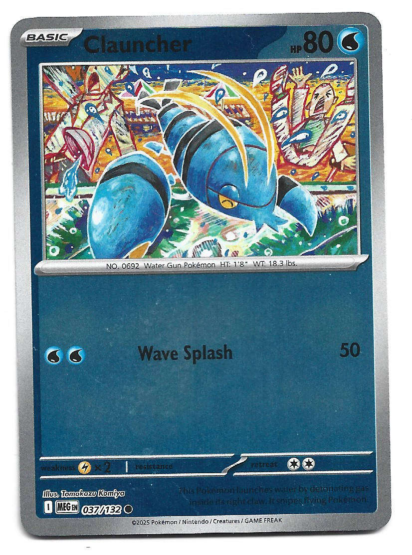 CLAUNCHER - REVERSE HOLO  37/132 POKEMON TCG MEGA EVOLUTION TRADING CARD