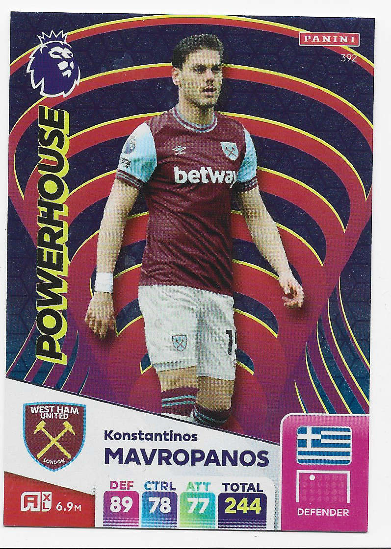 KOSTAS MAVROPANOS -  PANINI English Premier League 2024/25 - FOIL "POWERHOUSE" TRADING CARD 392