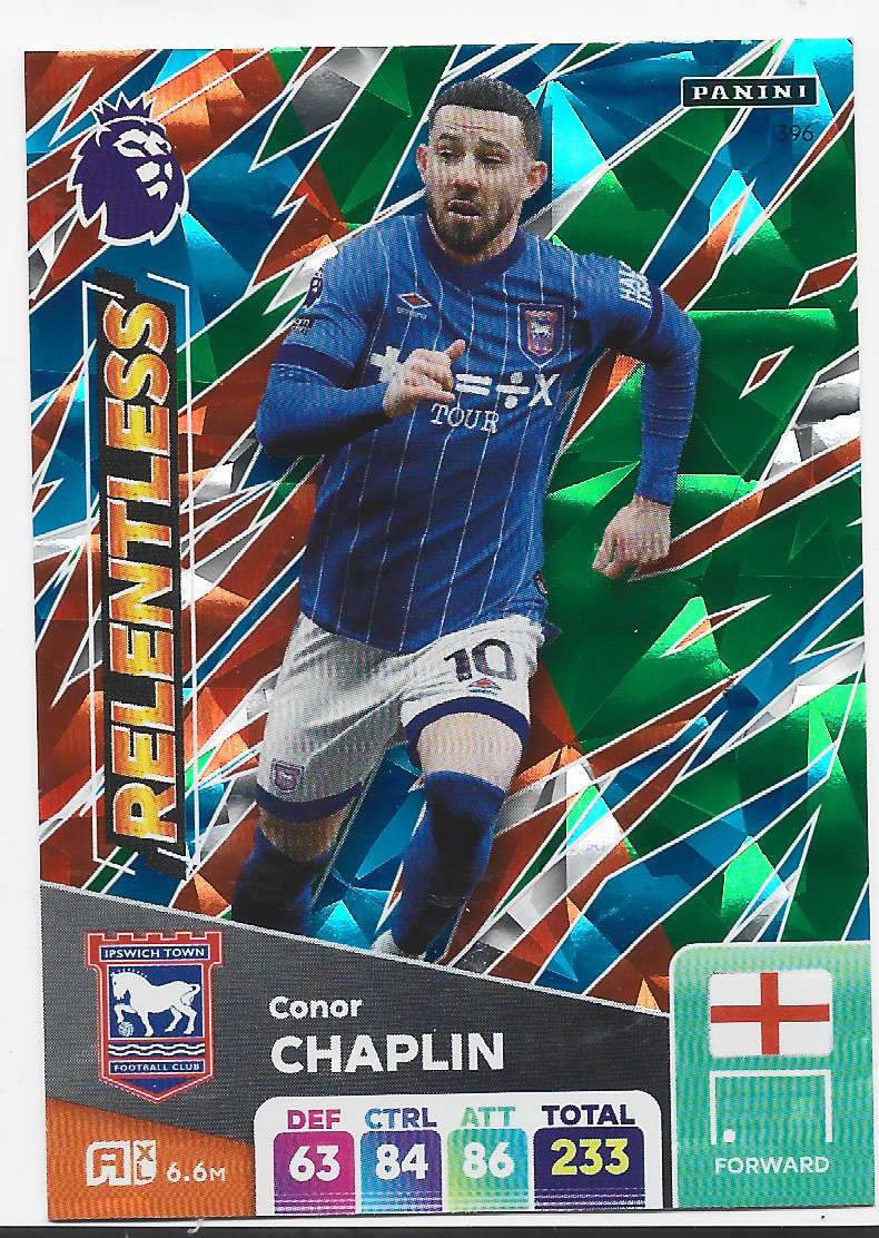 CONOR CHAPLIN -  PANINI English Premier League 2024/25 - FOIL "RELENTLESS" TRADING CARD 396