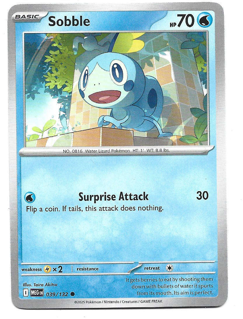 SOBBLE - COMMON  39/132 POKEMON TCG MEGA EVOLUTION TRADING CARD