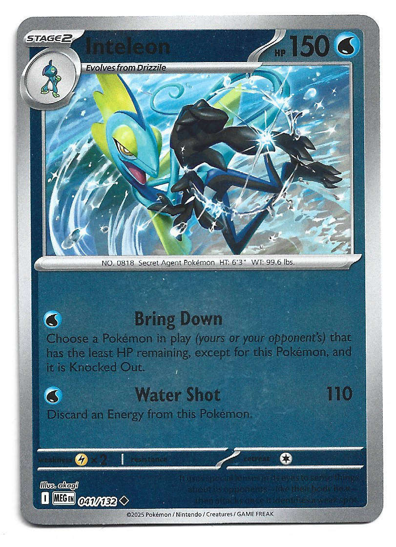 INTELEON - REVERSE HOLO  41/132 POKEMON TCG MEGA EVOLUTION TRADING CARD