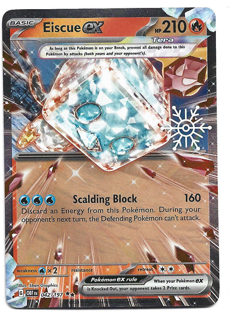 EISCUE EX - COSMO HOLO RARE  42/197 POKEMON TCG OBSIDIAN FLAMES HOLIDAY PROMO TRADING CARD