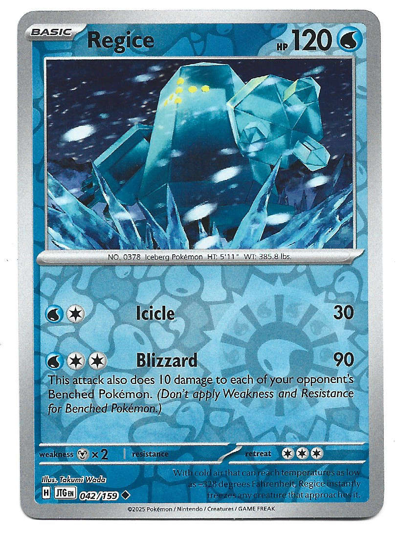 REGICE - REVERSE HOLO  42/159 POKEMON TCG JOURNEY TOGETHER TRADING CARD