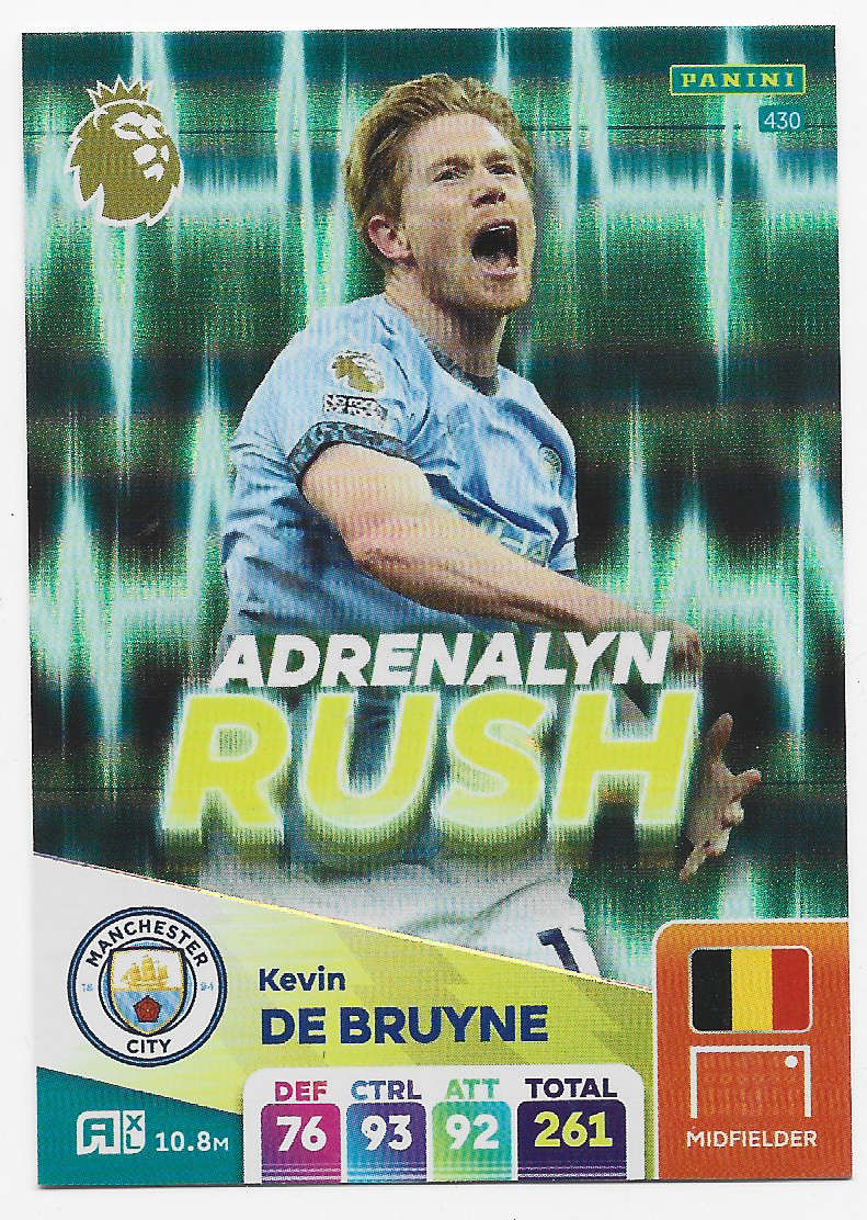 KEVIN DE BRUYNE -  PANINI English Premier League 2024/25 - FOIL "ADRENALYN RUSH" TRADING CARD 430