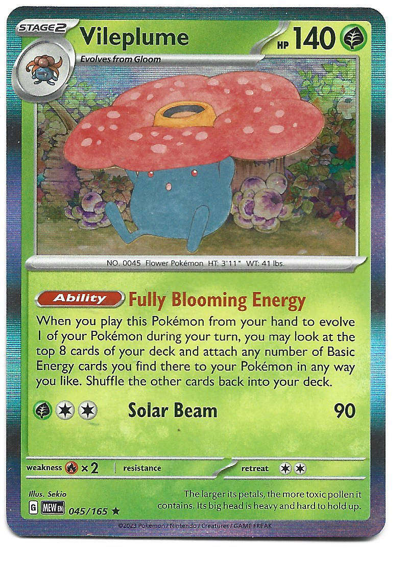 VILEPLUME -  HOLO RARE  45/165 POKEMON TCG Scarlet & Violet 151 TRADING CARD