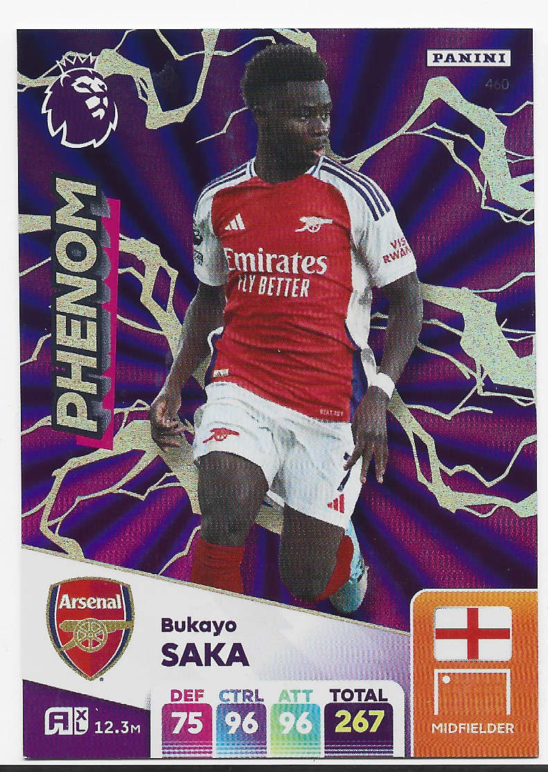 BUKAYO SAKA -  PANINI English Premier League 2024/25 - FOIL "PHENOM" TRADING CARD 460