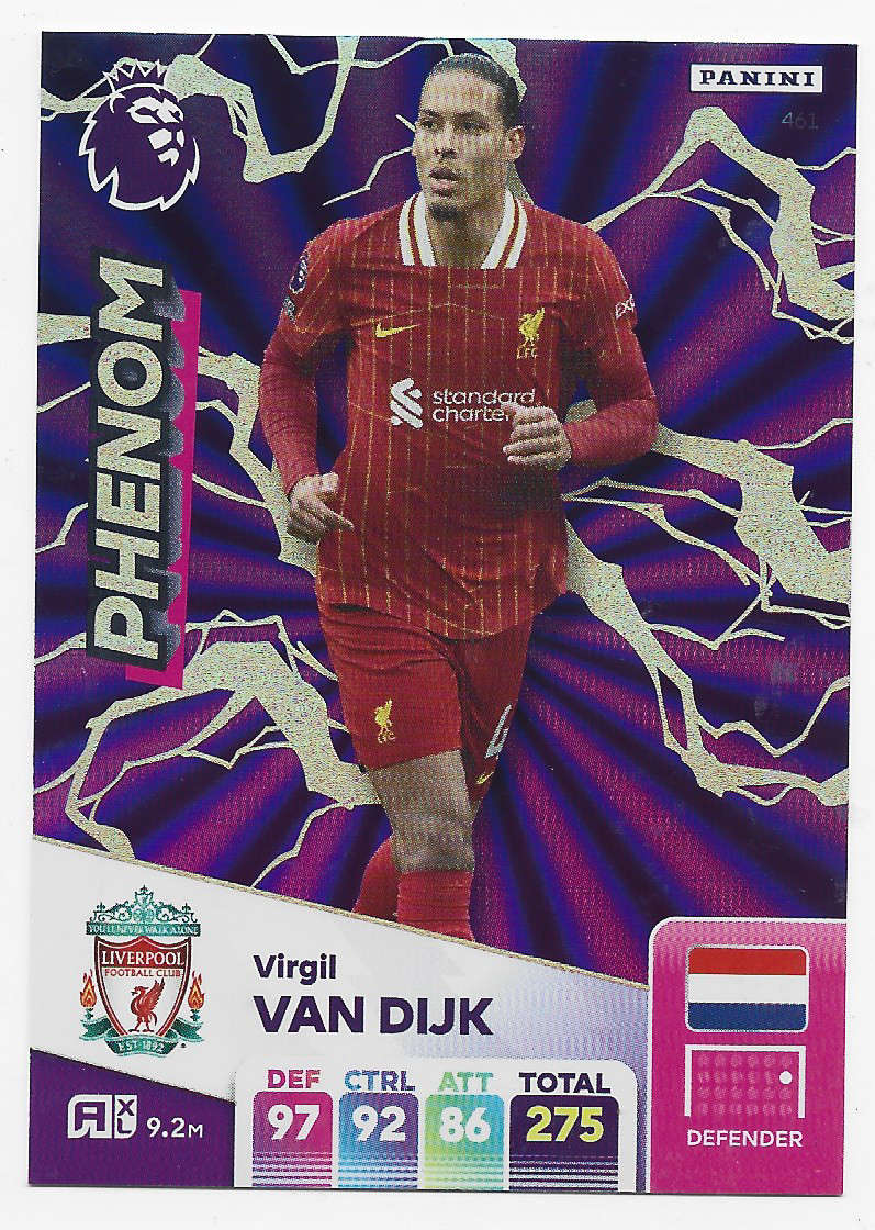 VIRGIL VAN DIJK -  PANINI English Premier League 2024/25 - FOIL "PHENOM" TRADING CARD 461