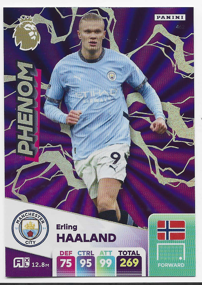 ERLING HAALAND -  PANINI English Premier League 2024/25 - FOIL "PHENOM" TRADING CARD 462