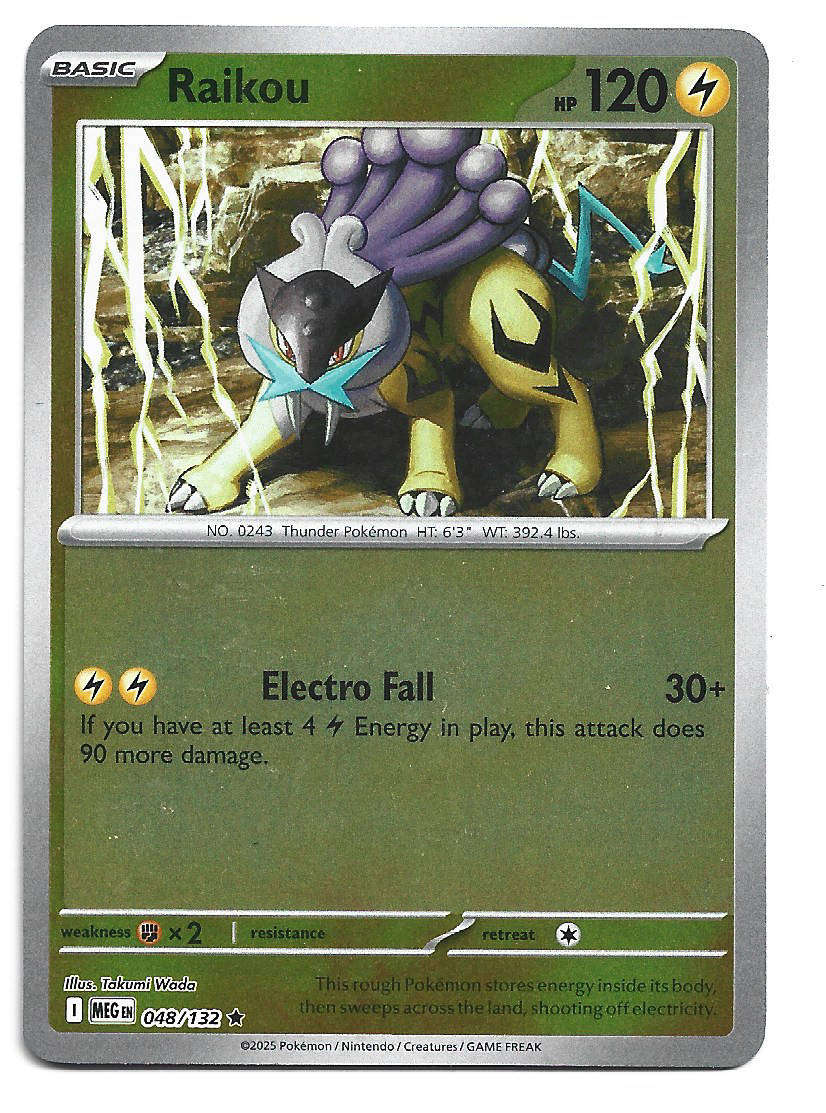 RAIKOU - REVERSE HOLO  48/132 POKEMON TCG MEGA EVOLUTION TRADING CARD
