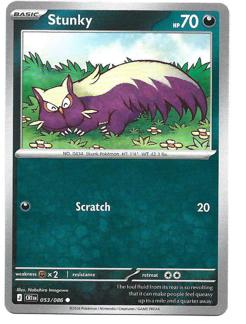 STUNKY - COMMON  53/86 POKEMON TCG ME CHAOS RISING TRADING CARD