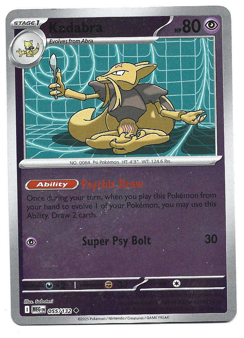 KADABRA - REVERSE HOLO  55/132 POKEMON TCG MEGA EVOLUTION TRADING CARD