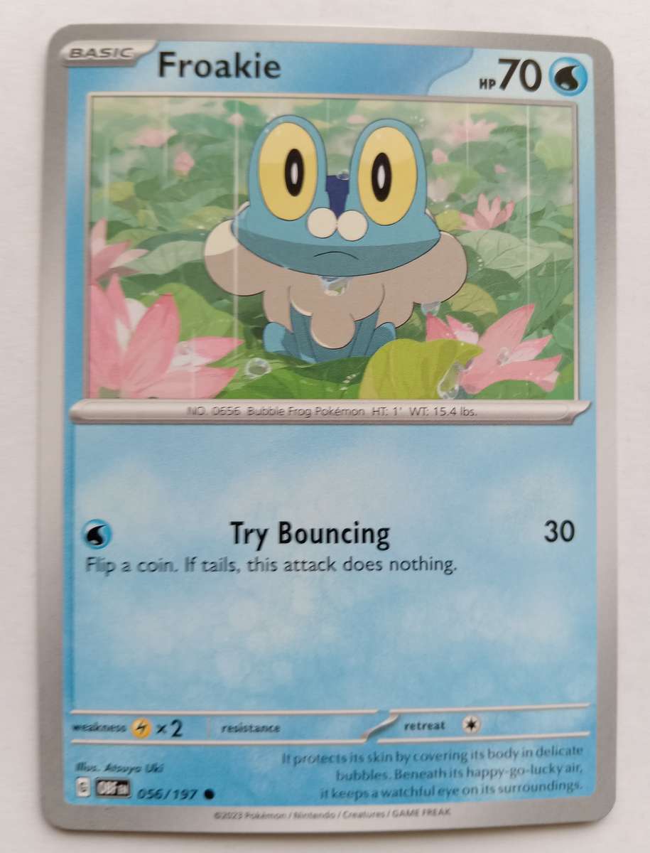 POKEMON CARD - FROAKIE  56/197 COMMON OBSIDIAN FLAMES 2023 - MINT