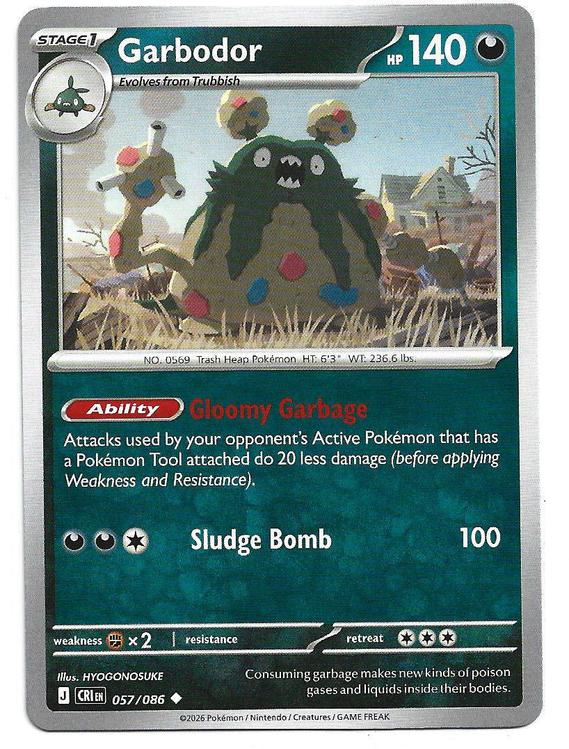 GARBODOR - UNCOMMON  57/86 POKEMON TCG ME CHAOS RISING TRADING CARD
