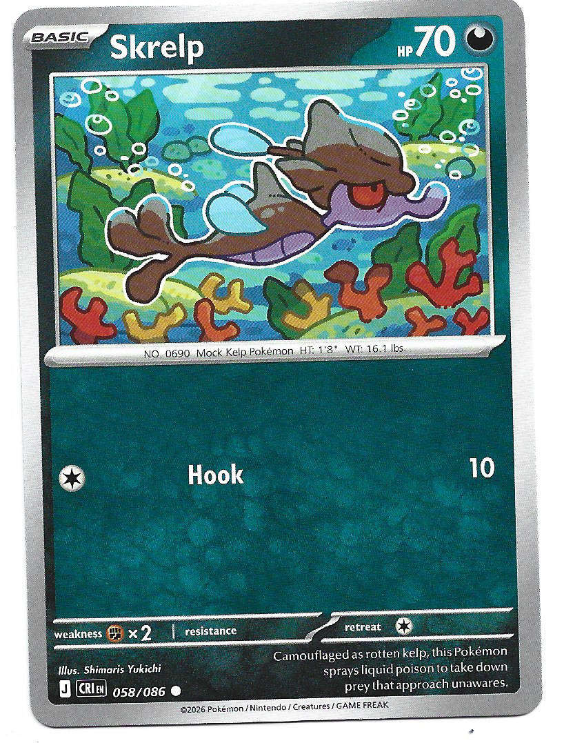 SKRELP - COMMON  58/86 POKEMON TCG ME CHAOS RISING TRADING CARD