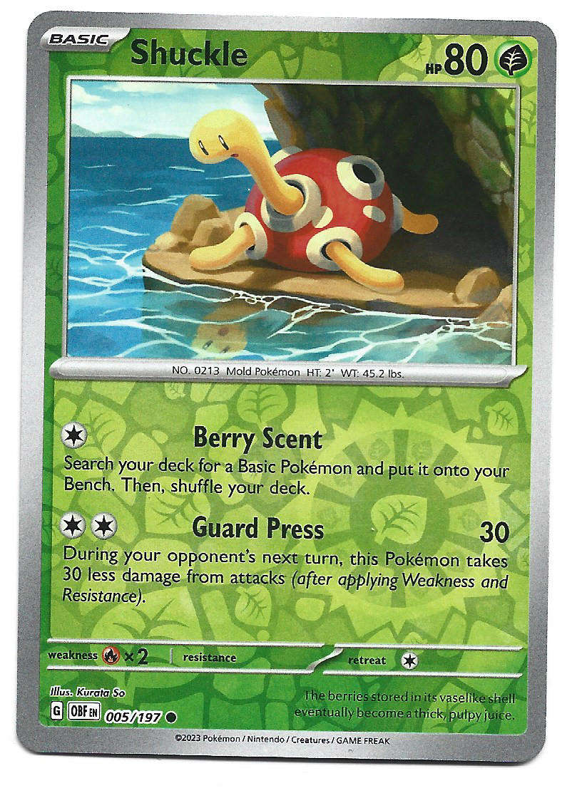 SHUCKLE - REVERSE HOLO  5/197  POKEMON TCG OBSIDIAN FLAMES TRADING CARD