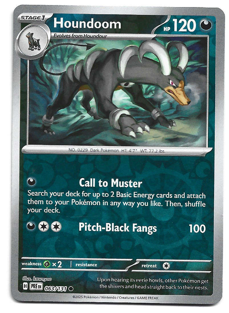 HOUNDOOM  - REVERSE HOLO  63/131  POKEMON PRISMATIC EVOLUTIONS TRADING CARD