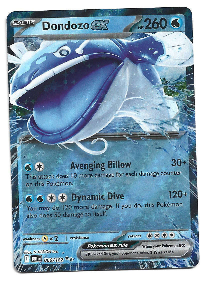 DONDOZO EX - HOLO D/RARE  66/182  POKEMON TCG DESTINED RIVALS TRADING CARD