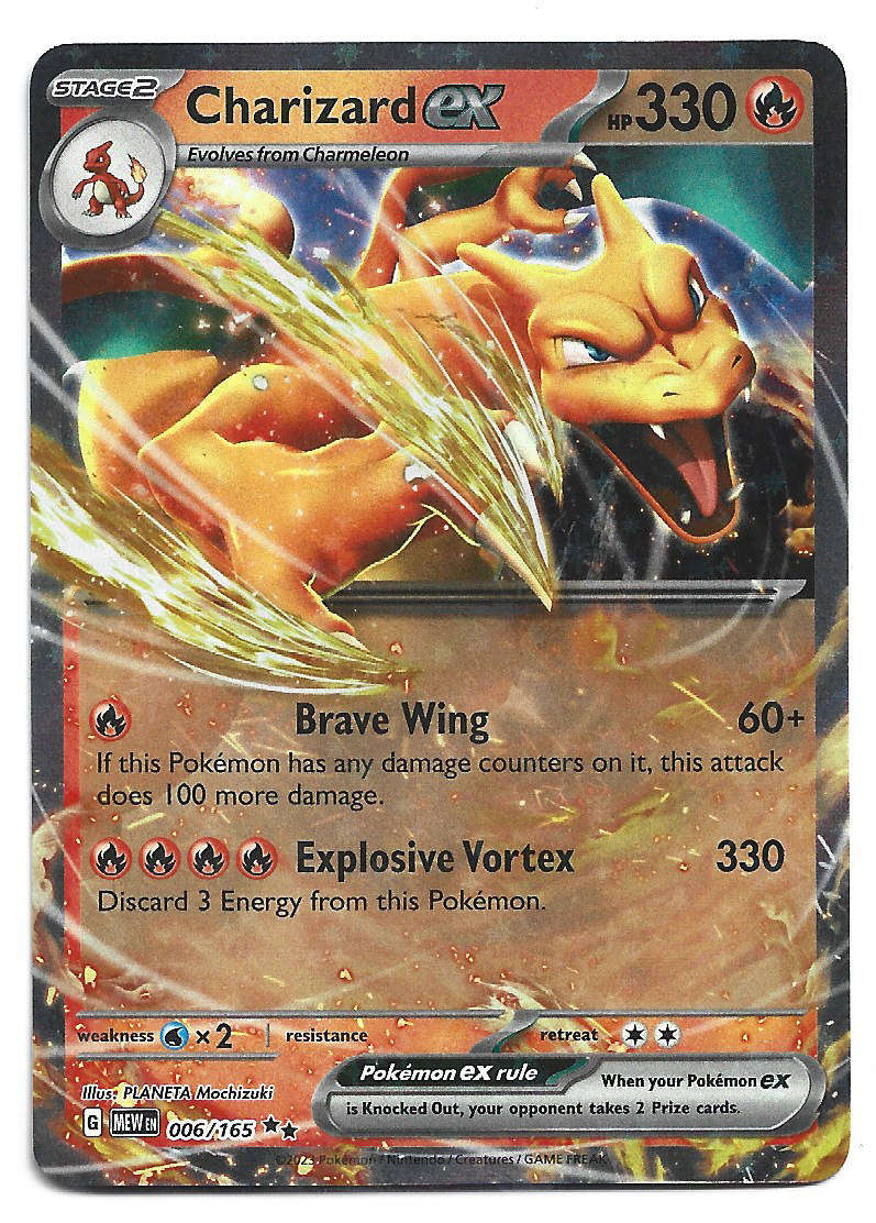 CHARIZARD EX -  HOLO D/RARE  6/165 POKEMON TCG Scarlet & Violet 151 TRADING CARD