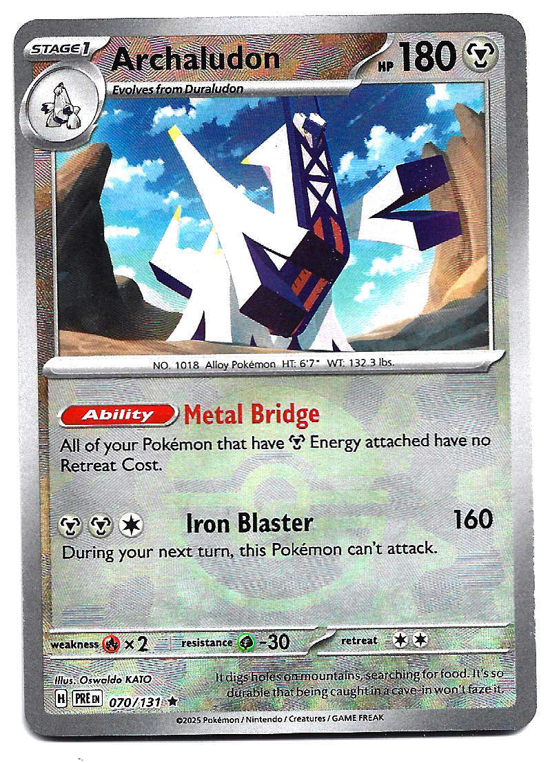 ARCHALUDON - R/HOLO POKE BALL PATTERN  70/131  POKEMON PRISMATIC EVOLUTIONS TRADING CARD