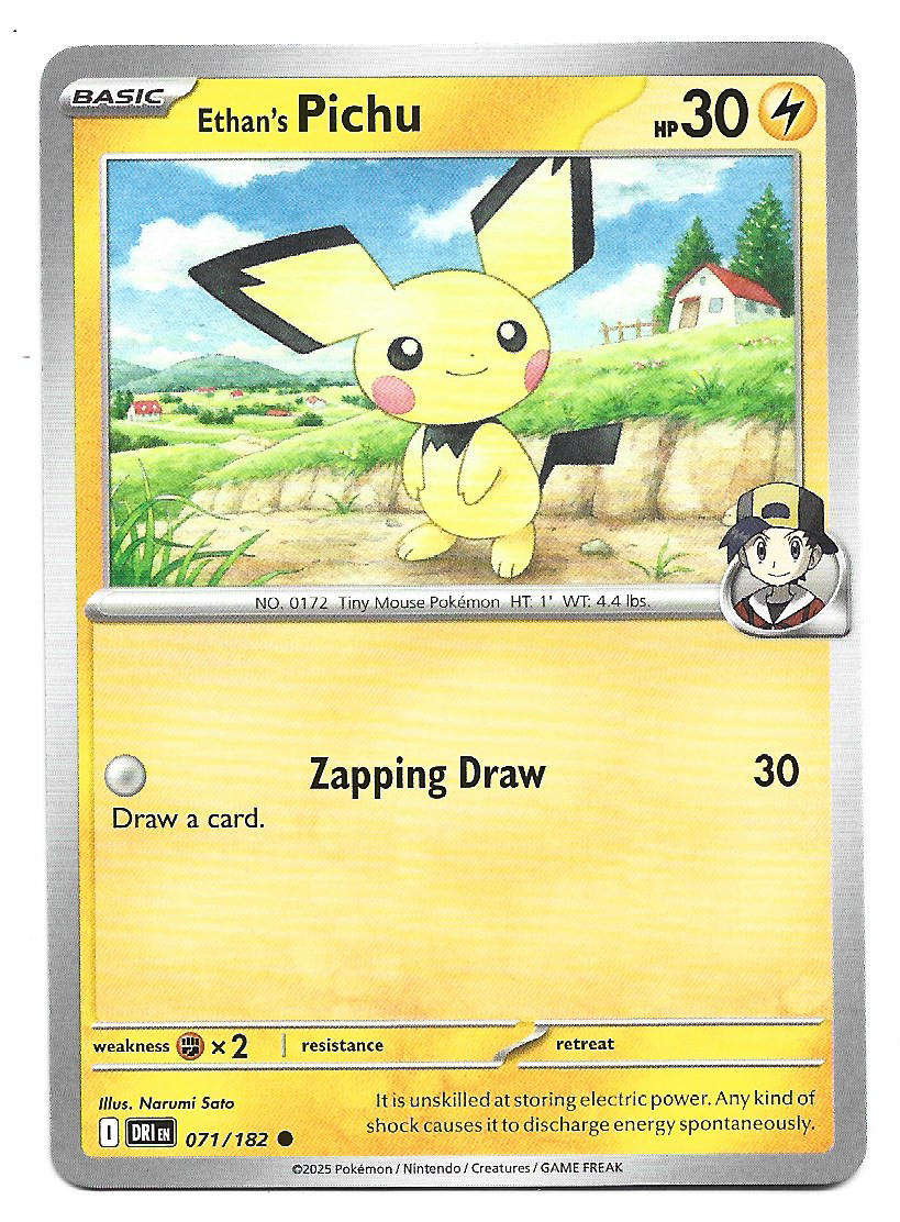 ETHAN's PICHU - COMMON  71/182  POKEMON TCG DESTINED RIVALS TRADING CARD