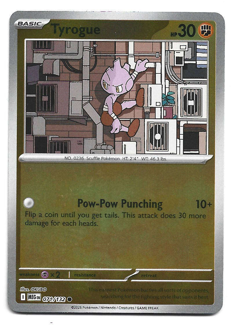 TYROGUE - REVERSE HOLO  71/132 POKEMON TCG MEGA EVOLUTION TRADING CARD