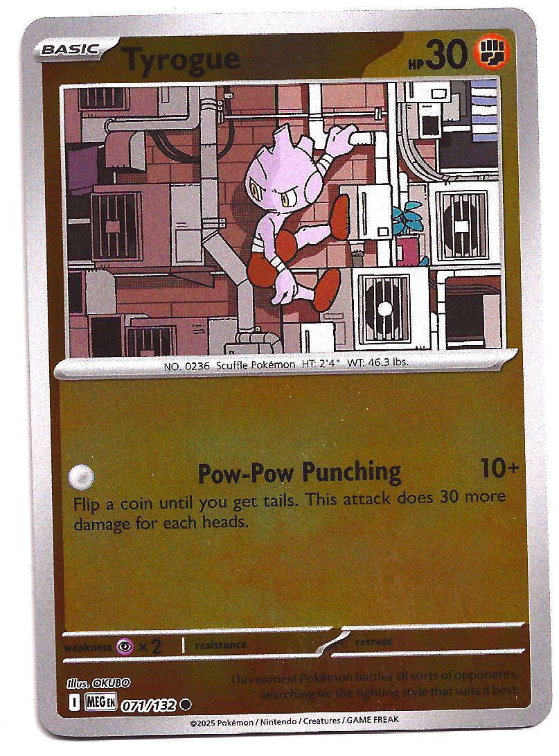 TYROGUE - REVERSE HOLO 71/132 POKEMON TCG MEGA EVOLUTION TRADING CARD