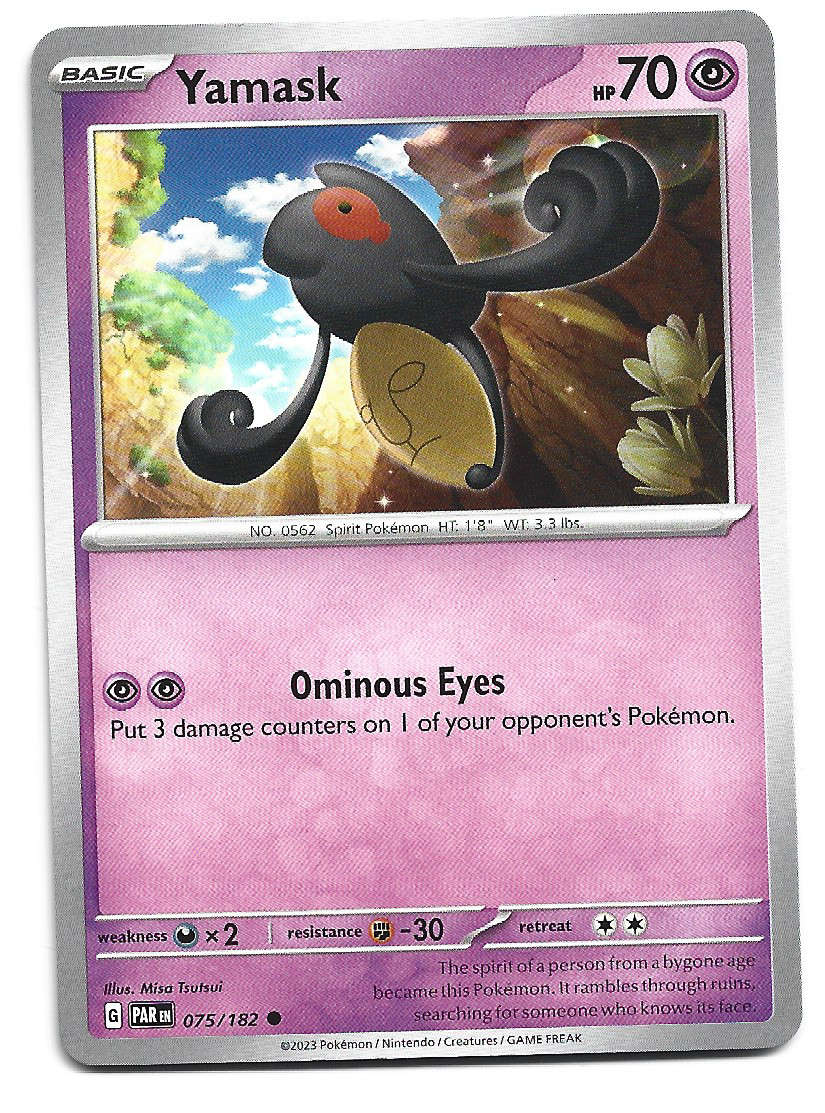 YAMASK  -   COMMON POKEMON PARADOX RIFT  75/182 TRADING CARD