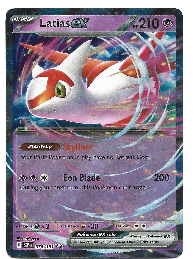 LATIAS EX  - HOLO D/RARE  76/191 POKEMON TCG SURGING SPARKS TRADING CARD