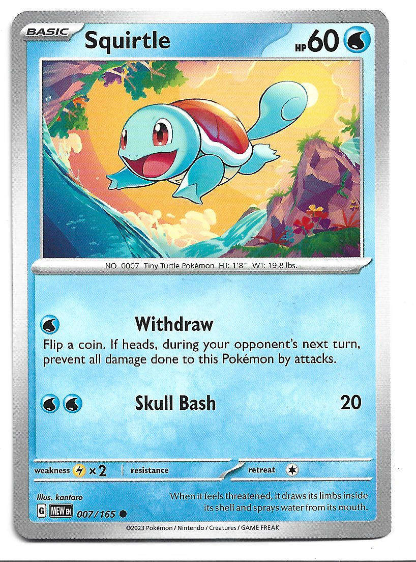 SQUIRTLE -  COMMON  7/165 POKEMON TCG Scarlet & Violet 151 TRADING CARD