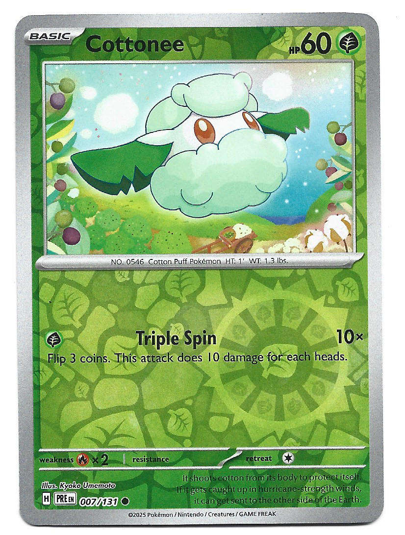 COTTONEE  - REVERSE HOLO  7/131  POKEMON PRISMATIC EVOLUTIONS TRADING CARD