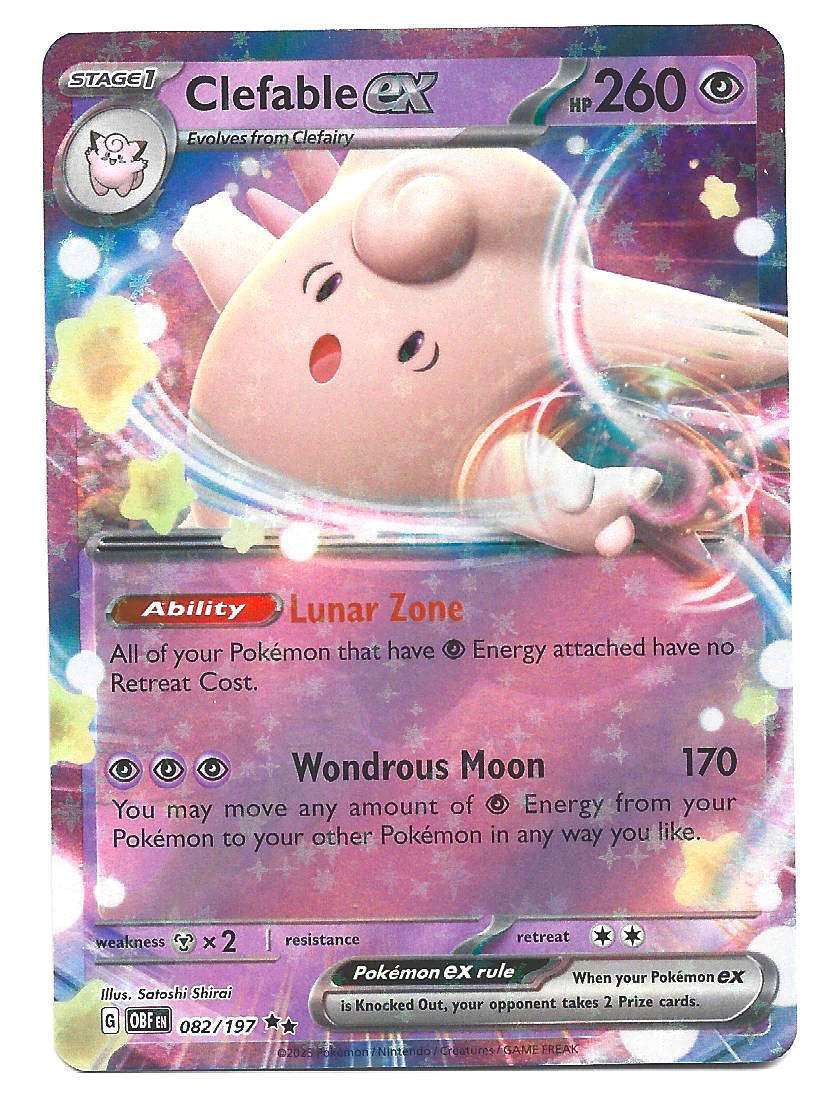 CLEFABLE EX - HOLO D/RARE  82/197 POKEMON TCG OBSIDIAN FLAMES TRADING CARD
