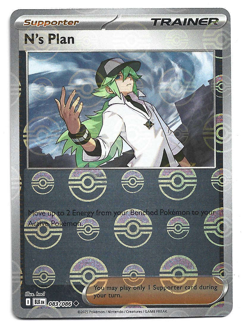 N's PLAN - POKE BALL PATTERN RARE  83/86 POKEMON TCG BLACK BOLT TRADING CARD