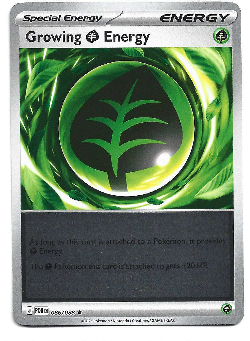 GROWING ENERGY - REVERSE HOLO  86/88 POKEMON TCG ME PERFECT ORDER TRADING CARD