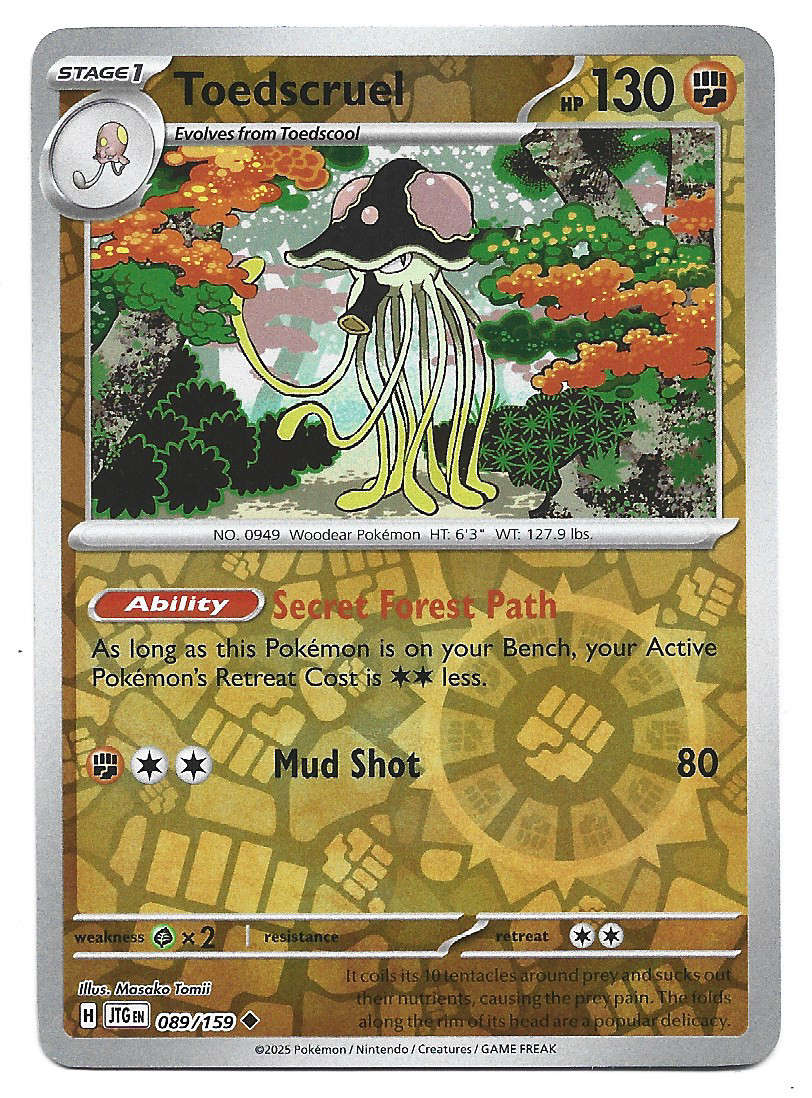 TOEDSCRUEL - REVERSE HOLO  89/159 POKEMON TCG JOURNEY TOGETHER TRADING CARD