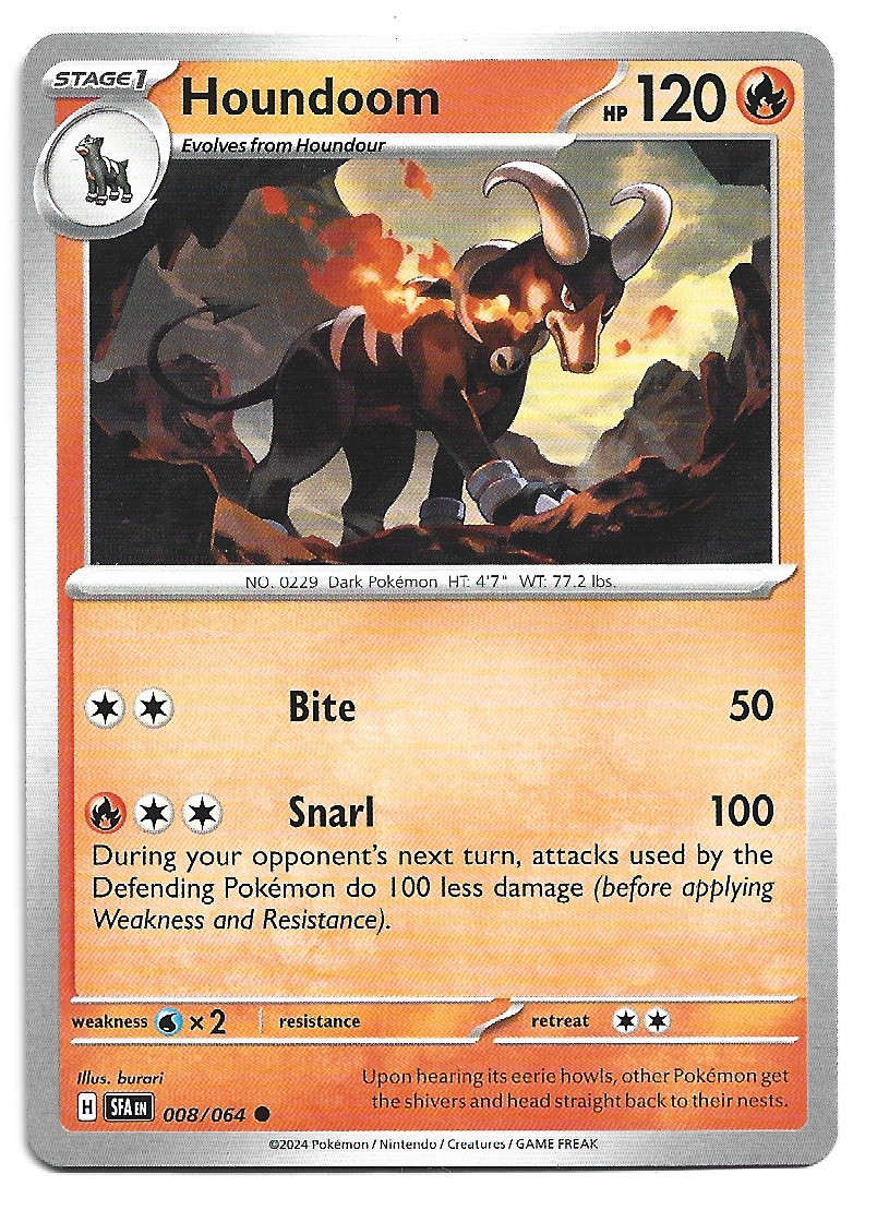 HOUNDOOM - POKEMON SHROUDED FABLE COMMON  8/64 TRADING CARD