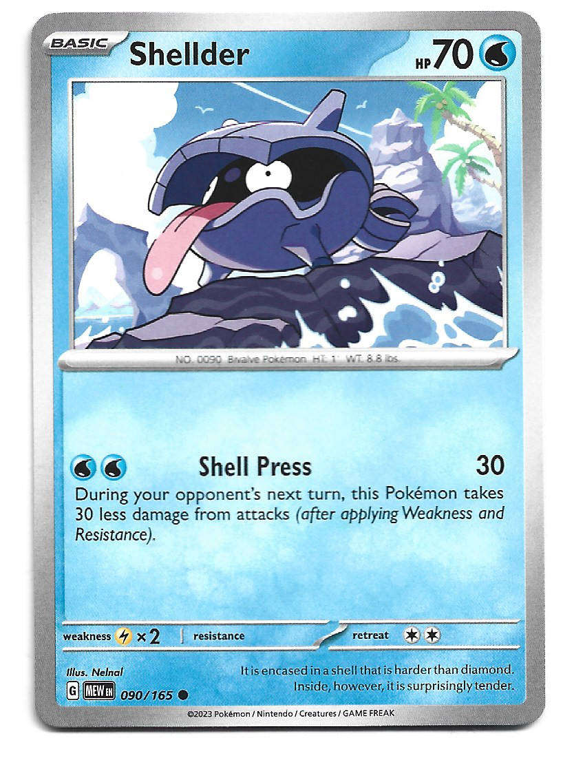 SHELLDER -  COMMON  90/165 POKEMON TCG Scarlet & Violet 151 TRADING CARD