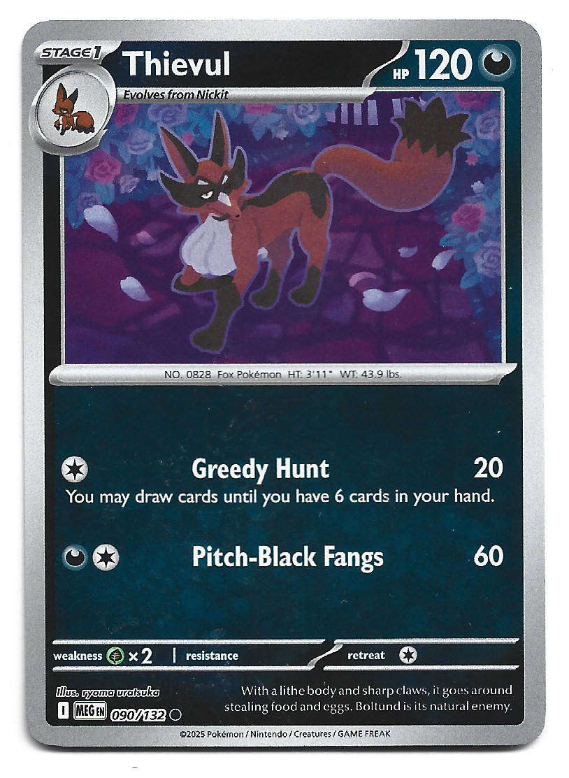 THIEVUL - REVERSE HOLO  90/132 POKEMON TCG MEGA EVOLUTION TRADING CARD