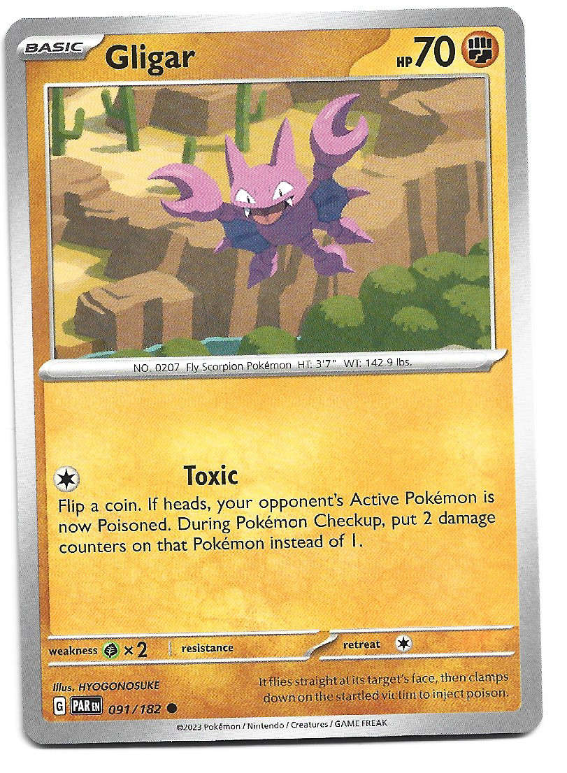 GLIGAR - POKEMON TCG PARADOX RIFT  91/182  COMMON TRADING CARD