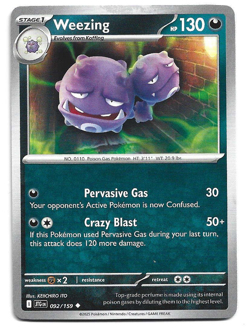 WEEZING - COMMON  92/159 POKEMON TCG JOURNEY TOGETHER TRADING CARD