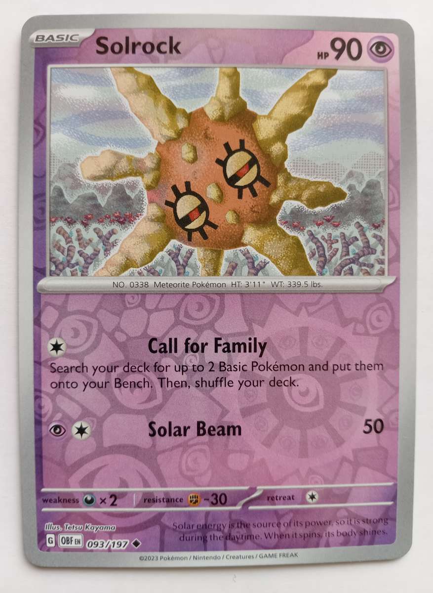 POKEMON CARD - SOLROCK  81/197 REVERSE HOLO OBSIDIAN FLAMES 2023 - MINT