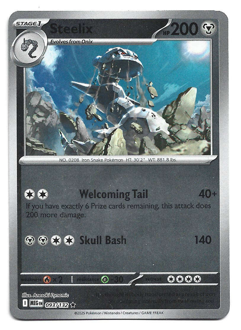 STEELIX - REVERSE HOLO  93/132 POKEMON TCG MEGA EVOLUTION TRADING CARD