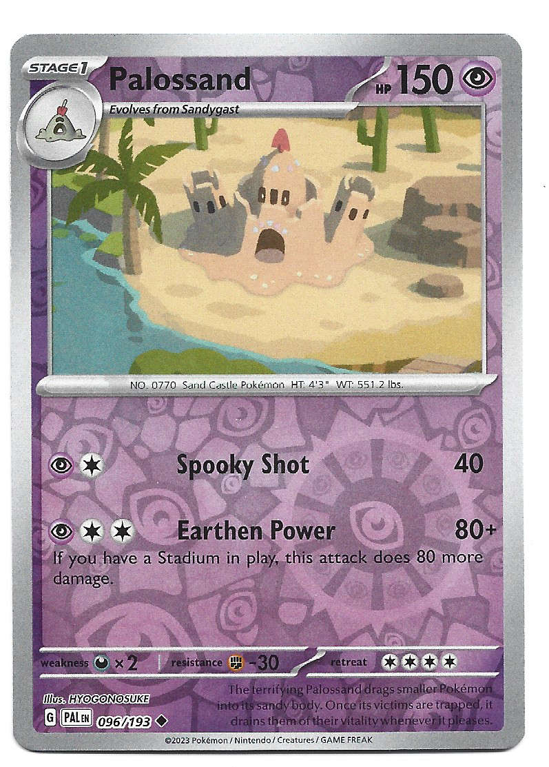 POKEMON CARD - PALOSSAND  96/193  Reverse Holo  Paldea Evolved Trading Card - Mint