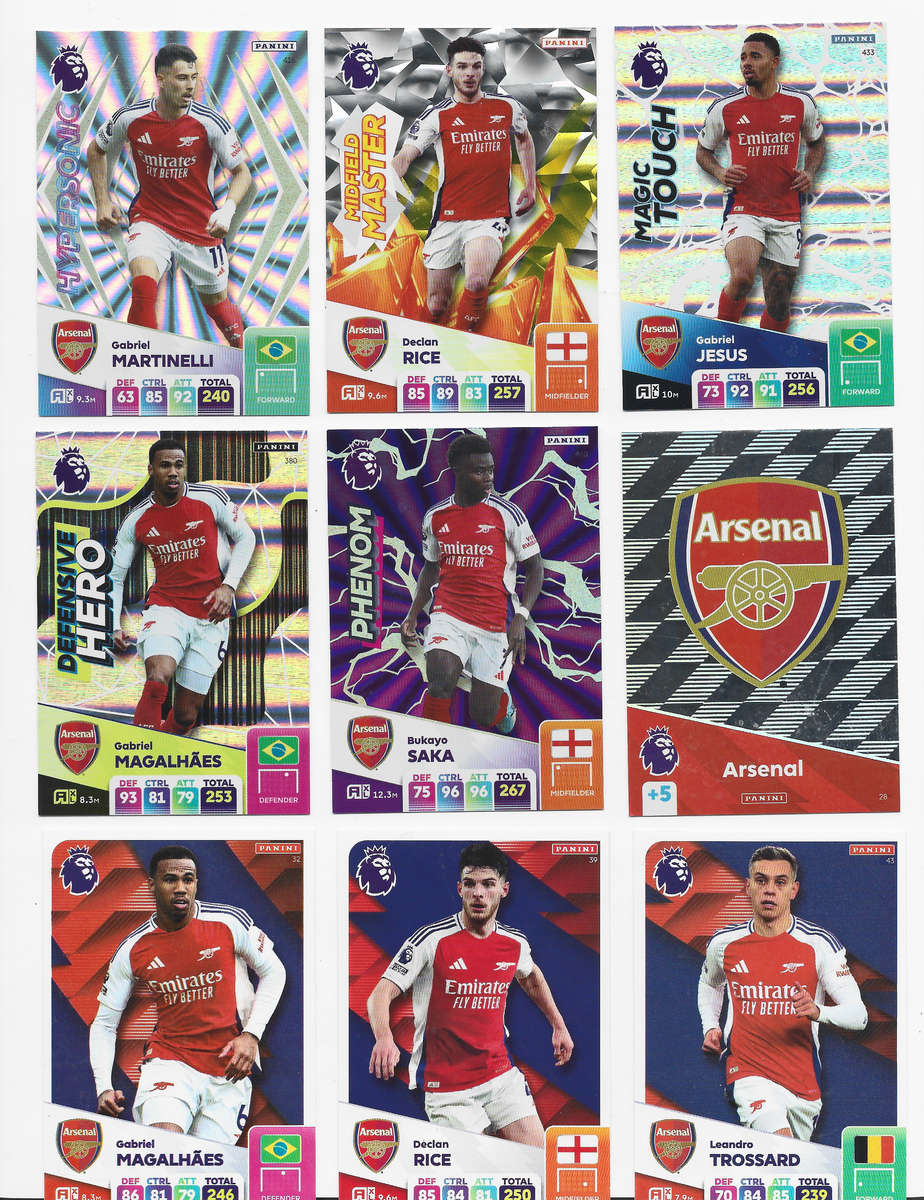 ARSENAL FC  - PANINI English Premier League 2024/25 - COMPLETE TEAM SET of 23 CARDS