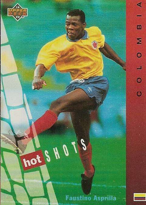 FAUSTINO ASPRILLA - FIFA WORLD CUP 1994 COLLECTION - RARE HOT SHOTS TRADING CARD HS6 (Eng/Ger)