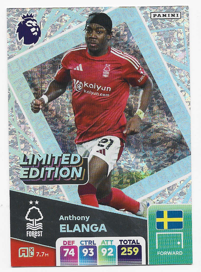 ANTHONY ELANGA - PANINI English Premier League 2024/25 - "LIMITED EDITION" TRADING CARD