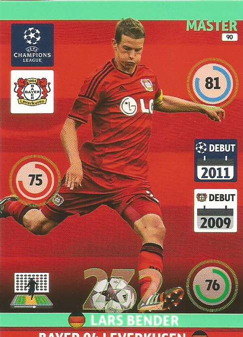 LARS BENDER  - PANINI  CHAMPIONS LEAGUE  2014/15 COLLECTION - "MASTER" TRADING CARD 90